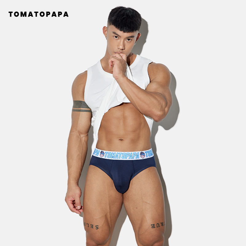 TOMATOPAPA欧美原创设计男士三角裤男潮卡通人头透气棉柔软男内裤