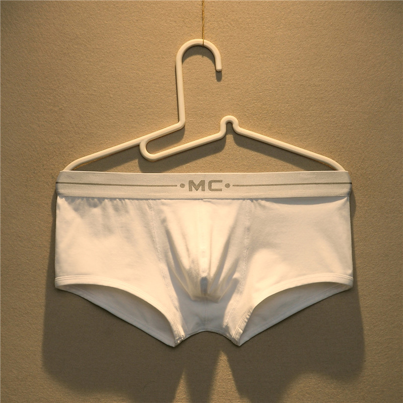 男士莫代尔棉透气纯色内裤个性潮流低腰平角裤青年性感运动四角裤