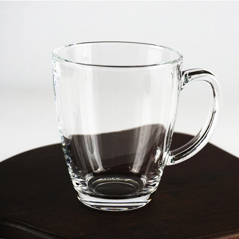 简约无铅玻璃马克杯咖啡果汁水茶杯子耐用家用大容量可爱圆形宽口