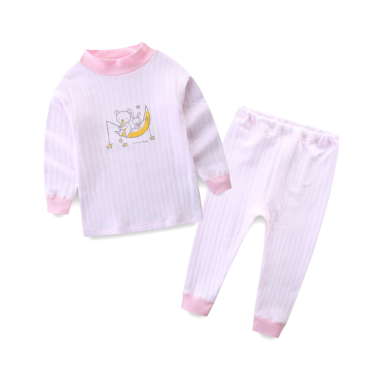 包邮新款日本郡是儿童内衣纯棉三层保暖半高领女童婴儿保暖套装