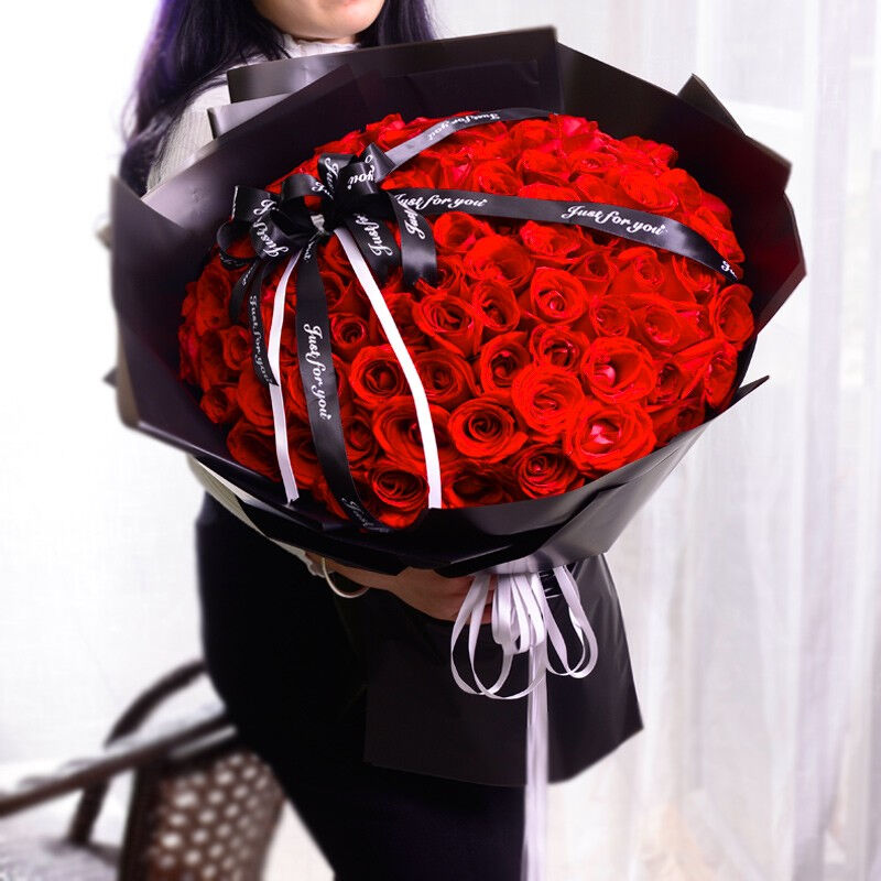 鹊缘情人节鲜花红玫瑰花同城配送女朋友老婆生日礼物花束全国送花