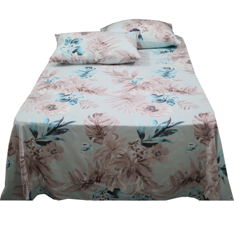 速发竹纤维床单夏季凉感简约冰丝印花裸睡可水洗加厚被单枕套家用