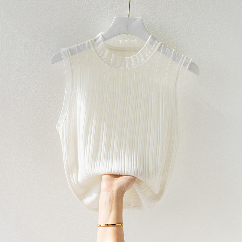 白色无袖蕾丝背心吊带衫女大码2023年春夏新款设计感内搭气质小衫