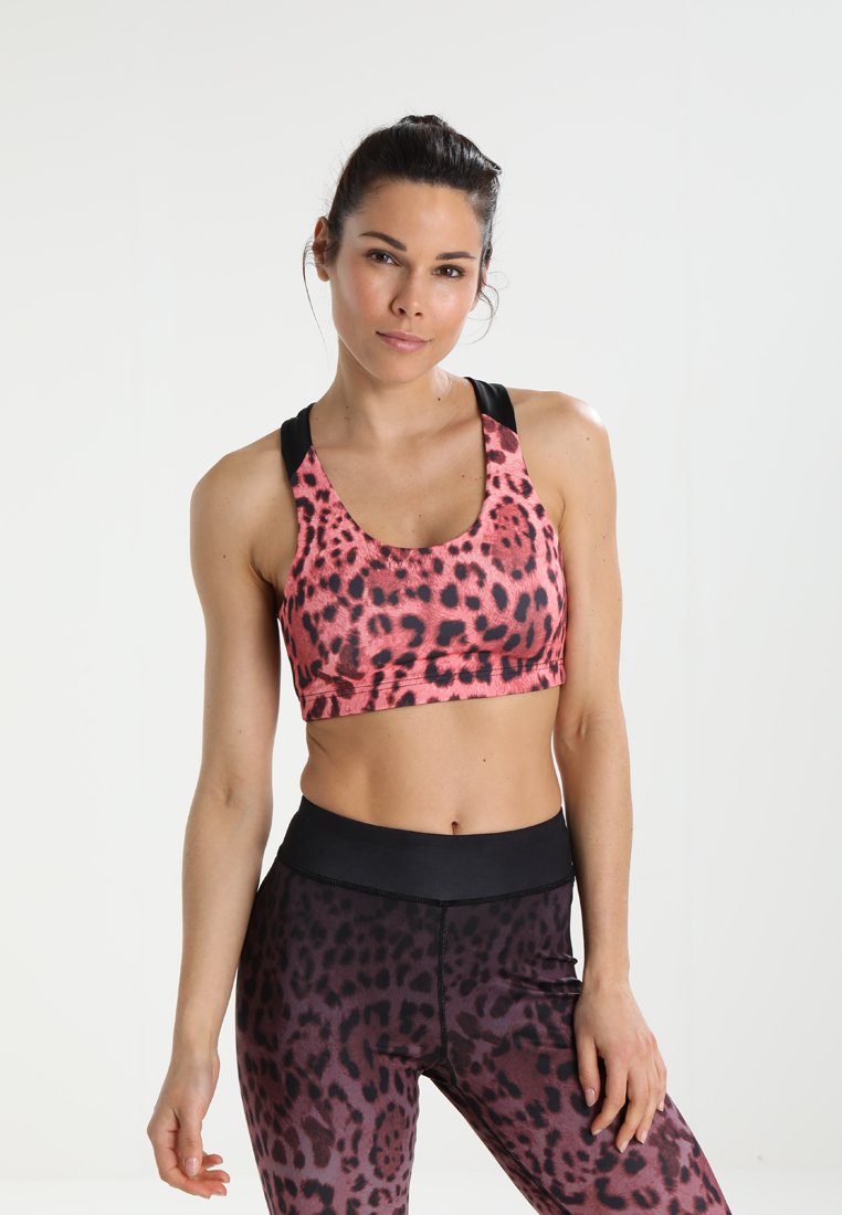 新品豹纹时尚运动内衣健身瑜伽防震跑步女背心文胸无钢圈胸垫一体
