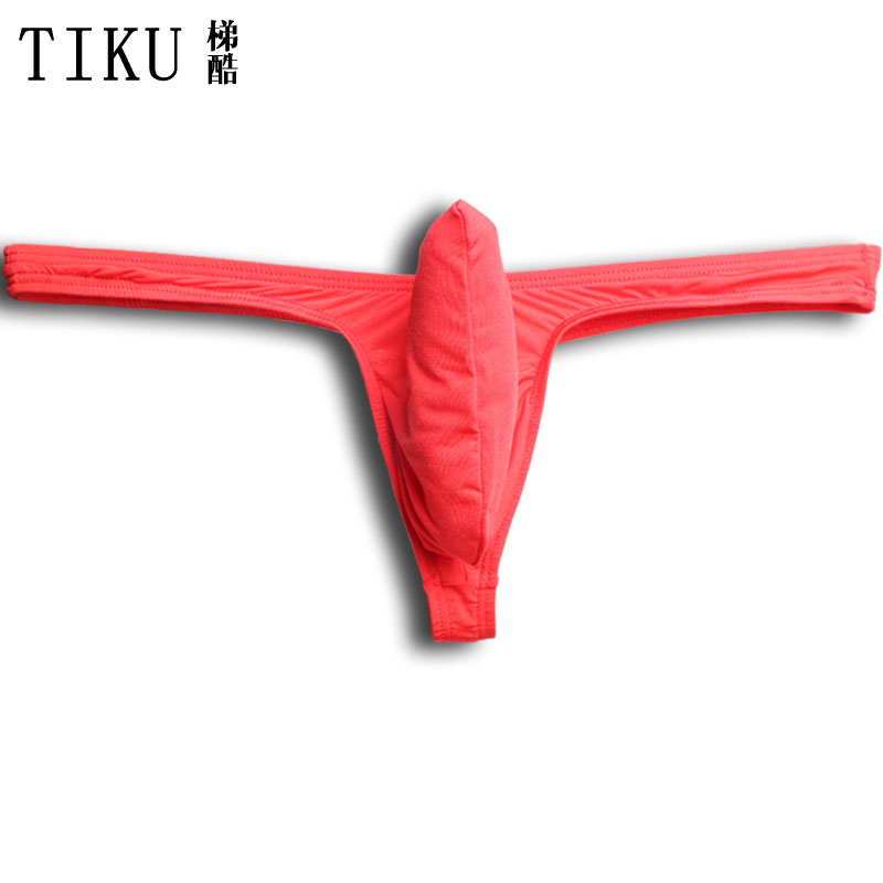 TIKU梯酷JJ上翘式裸睡3D立体内裤薄款大红冰丝丁字裤向上激凸显大