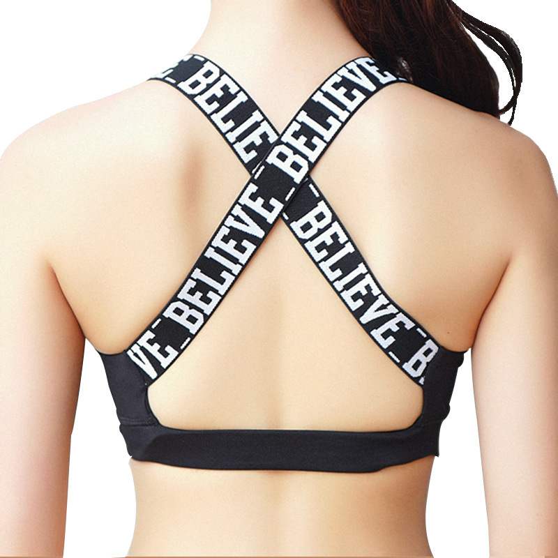 新款believe字母肩带运动瑜伽健身文胸 运动内衣Sport Bra