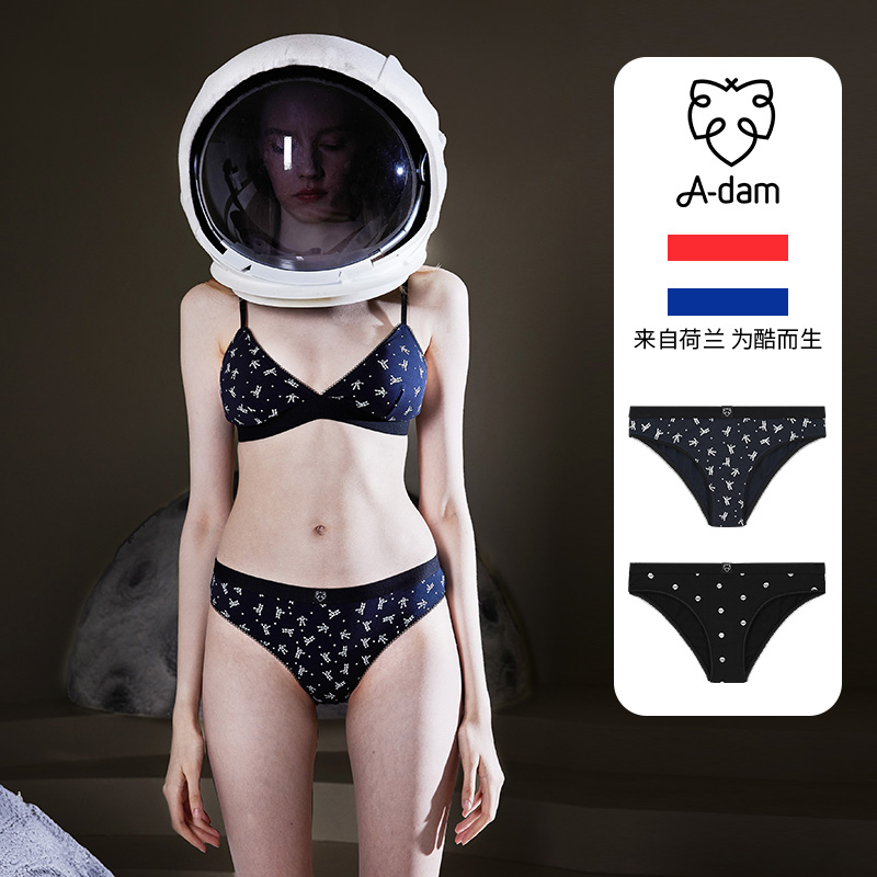 Adam×NASA联名荷兰内裤纯棉女士三角裤黑色中低腰性感蕾丝宇航员
