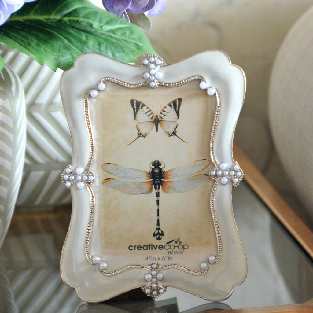 塔莎奶奶 可立特美式白色珍珠相框 创意造型 家居饰品摆台 放6寸