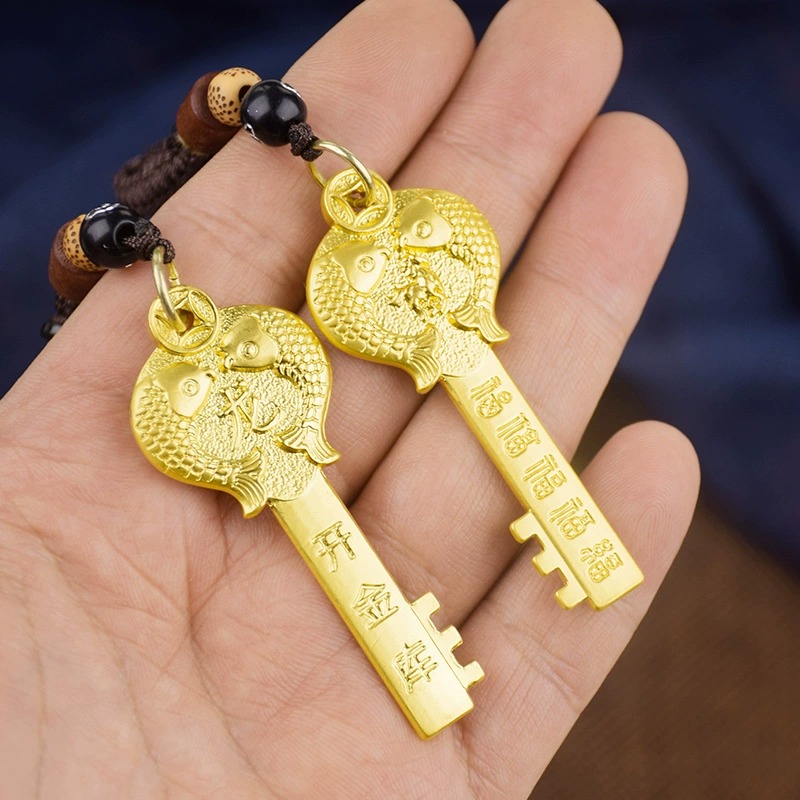 黄铜十二生肖开金库金钥匙黄铜吊坠汽车钥匙链男女随身个性礼物品
