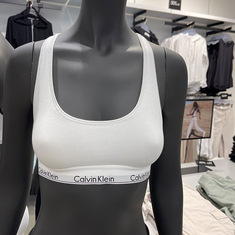 CK Calvin Klein女士休闲舒适背心式无痕运动内衣 无钢圈美背文胸