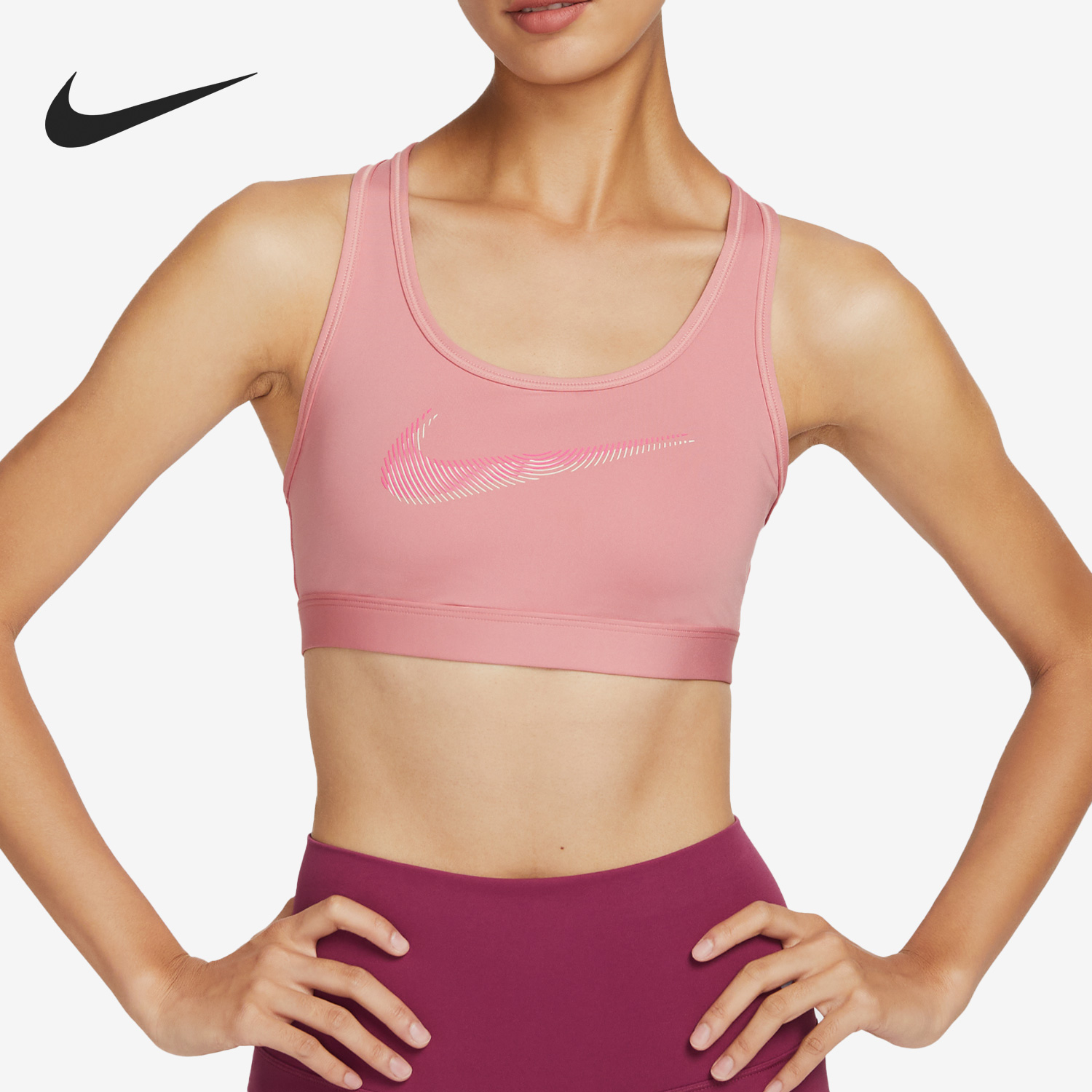 Nike/耐克官方正品运动女子透气休闲训练健身印花文胸FB4125-618