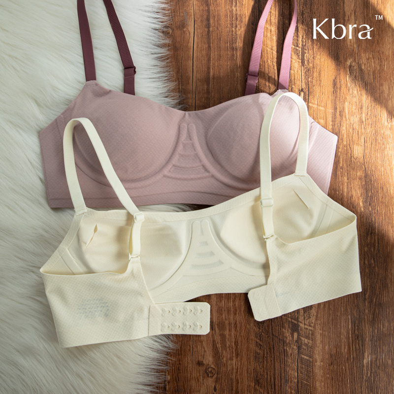 Kbra舒适透气无痕内衣女夏季薄款小胸聚拢收副乳防下垂无钢圈文胸