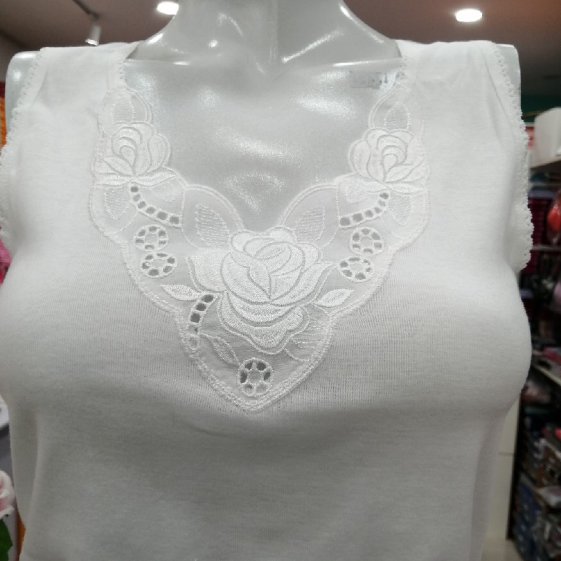 韩国品牌TRY特来内衣女士纯棉白色花边罗纹背心夏季打底