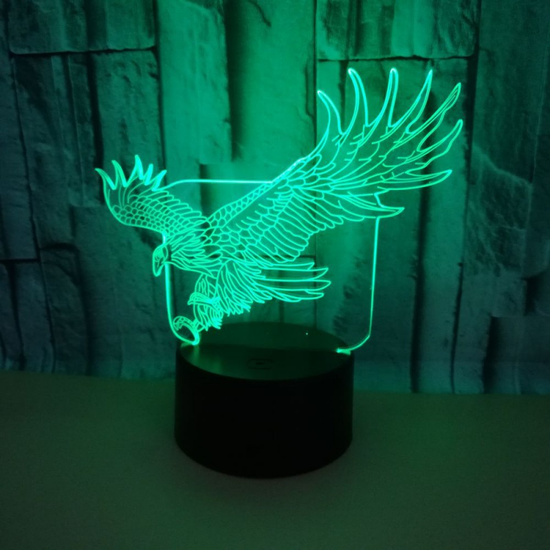 新款创意老鹰3D小夜灯 七彩三维立体视觉小台灯 新奇特创意礼品