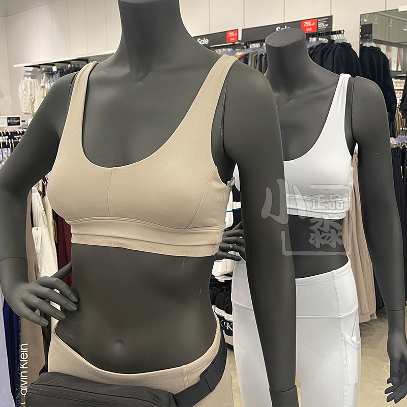 CK Calvin Klein新款女士舒适双层边带胸垫休闲运动内衣瑜珈内衣