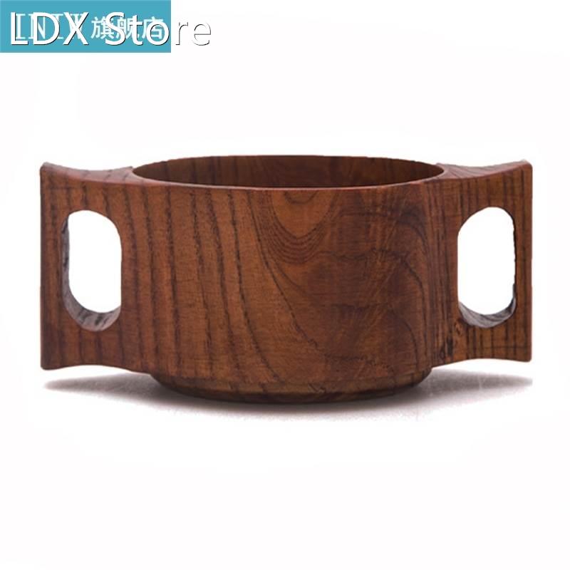Portable Japanese Wooden Tea Cup With Double Handle High Qu