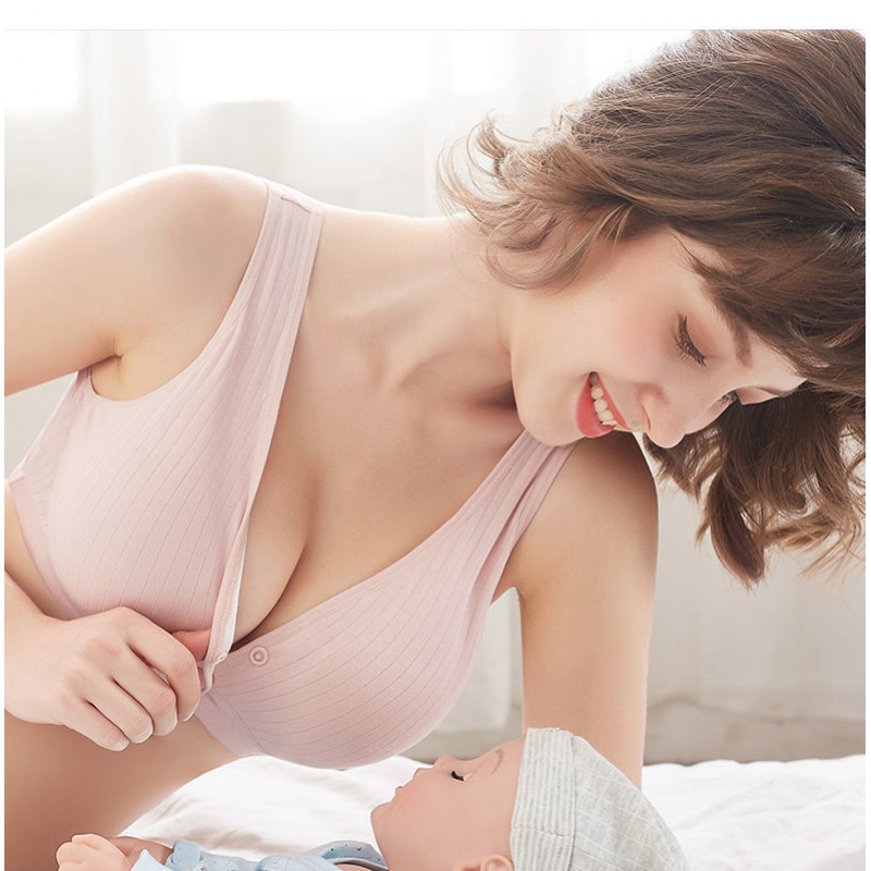 P19哺乳文胸背心式聚拢防下垂喂奶孕妇内衣怀孕期中母乳胸罩薄
