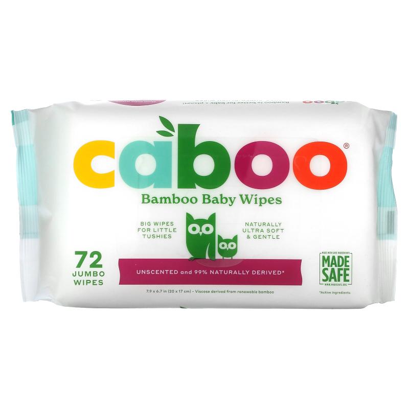 Caboo，竹纤维婴儿湿巾，无香料，72 块大湿巾