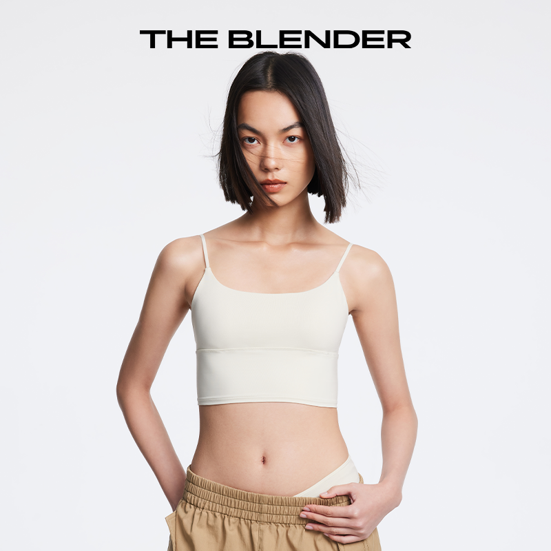 The Blender 方领舒适无缝针织内衣夏季女薄款文胸吊带背心套装