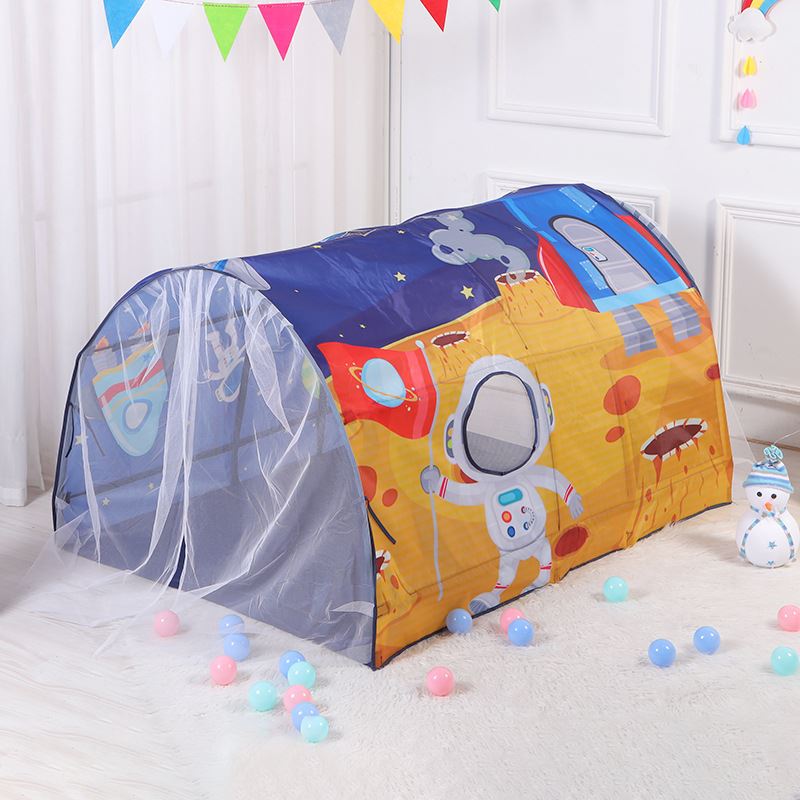 太空人儿童床上帐篷私密空间男孩玩具屋室内透气网纱床幔游戏屋