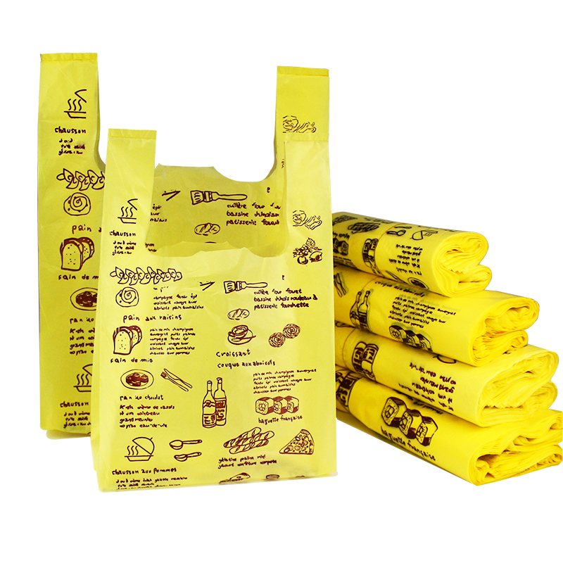 黄色面包图案背心袋手提袋塑料购物袋打包袋礼品袋定做LOGO包邮