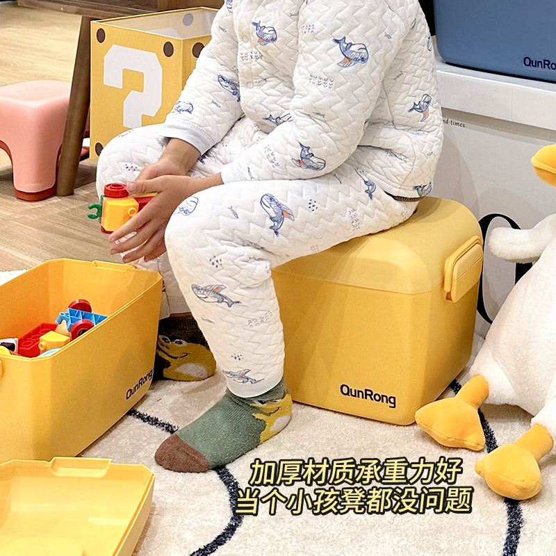 婴儿童玩具收纳箱可坐人大容量积木盒宝宝零食口水巾衣服收纳整理