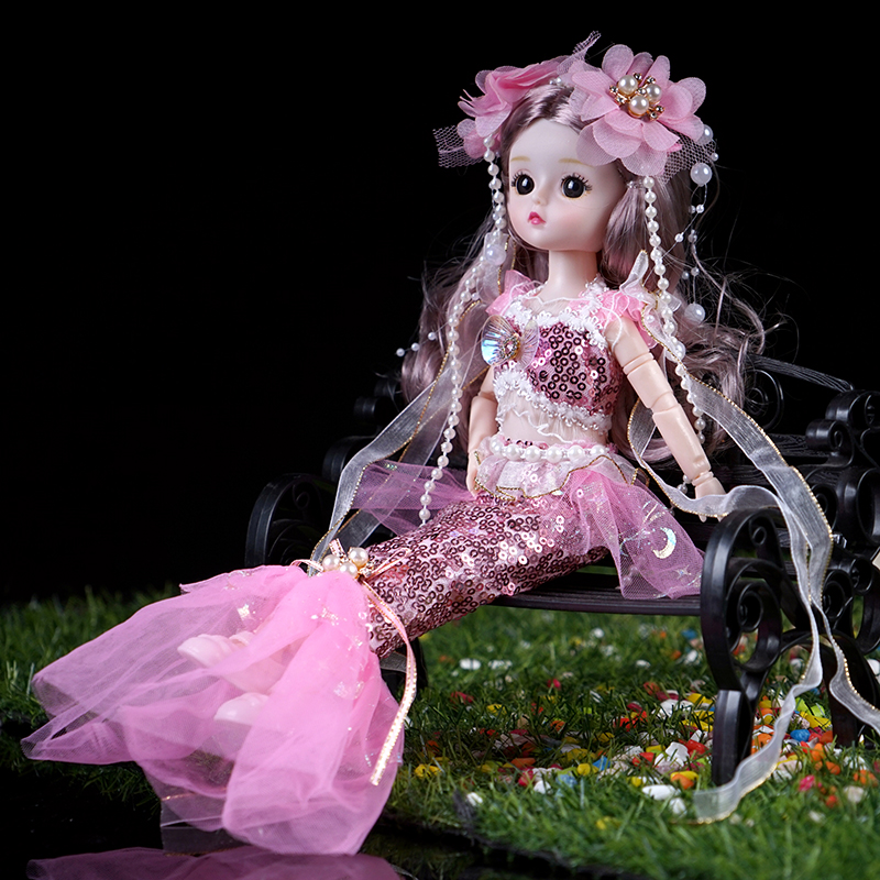 换装洋娃娃梦幻海洋美人鱼公主带灯光音乐女孩玩具婚纱裙生日礼物