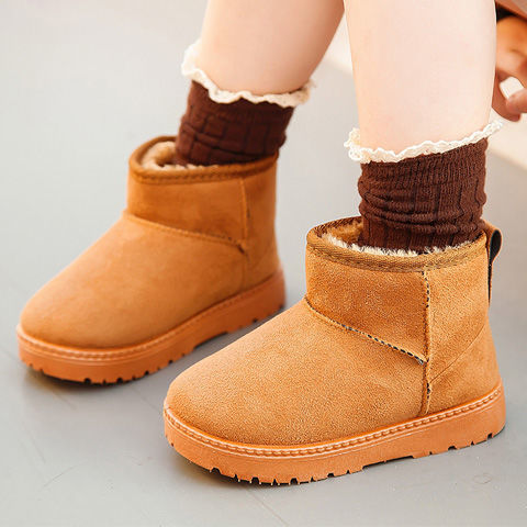 冬季儿童雪地靴男童棉鞋防滑保暖女童短靴低筒二棉鞋加绒宝宝童鞋