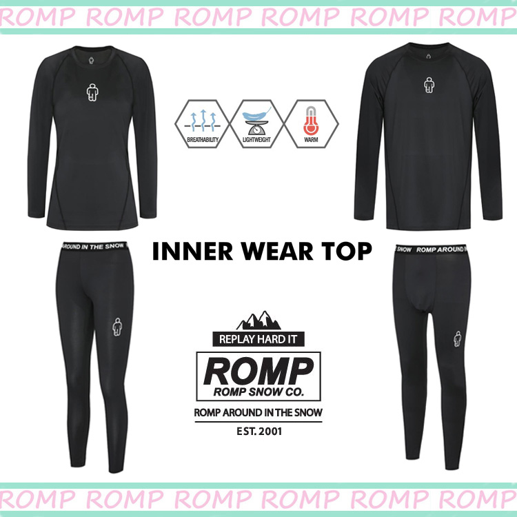 ROMP滑雪服衣裤里配保暖内衣一套装透气带弹力运动速干健身衣