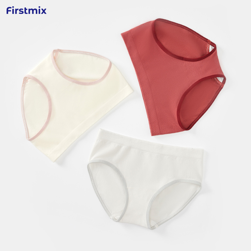 FIRSTMIX【3条装】无缝莫代尔三角裤红色舒适低腰女士内裤纯棉裆