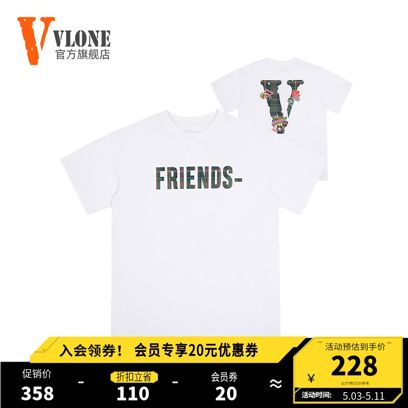 VLONE官方正品T恤男夏季新款创意logo短袖上衣ins潮流纯棉打底衫