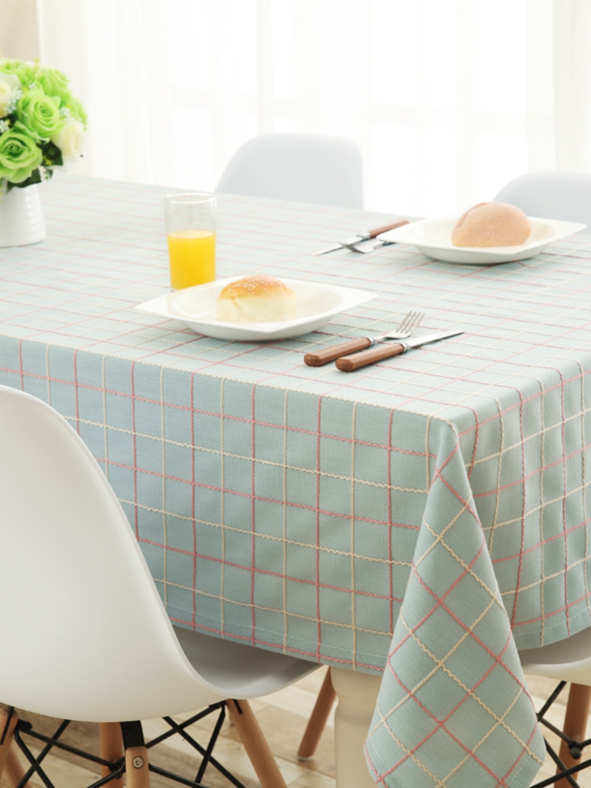 美式桌布布艺棉麻长方形格子日式小清新茶几圆桌方餐桌盖布巾定制