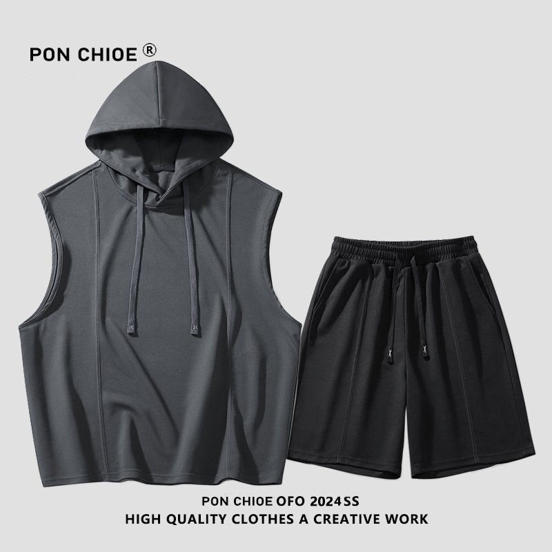 （保价618-买贵必赔）ponchioe日系休闲运动套装男女夏季速干冰丝