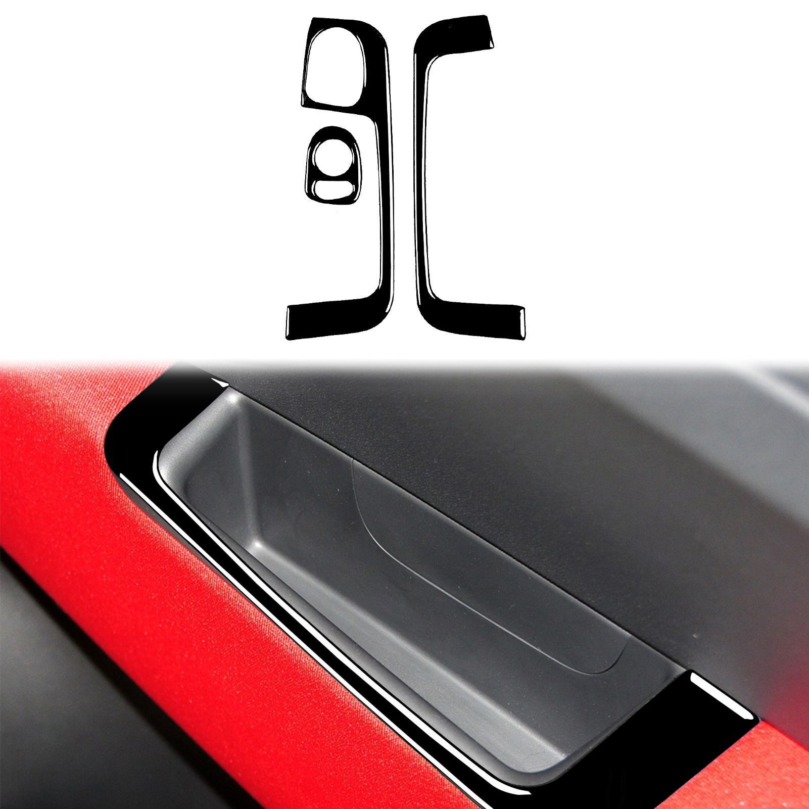 适用2012-2015菲亚特500车门扶手面板钢琴黑亮黑汽车内饰改装配件