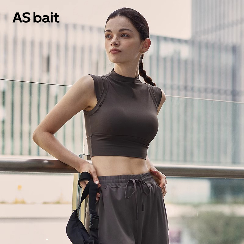 ASbait一体式瑜伽背心女防震高强度运动内衣短款专业跑步健身无袖