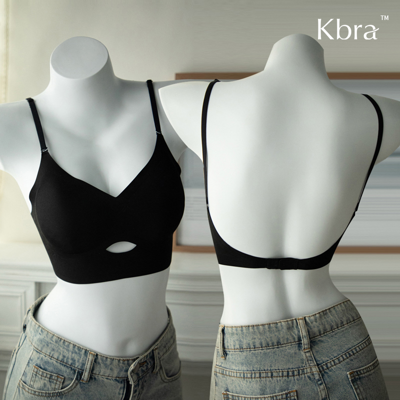 Kbra美背内衣女夏季薄款小胸聚拢吊带一体背心交叉隐形露背文胸罩