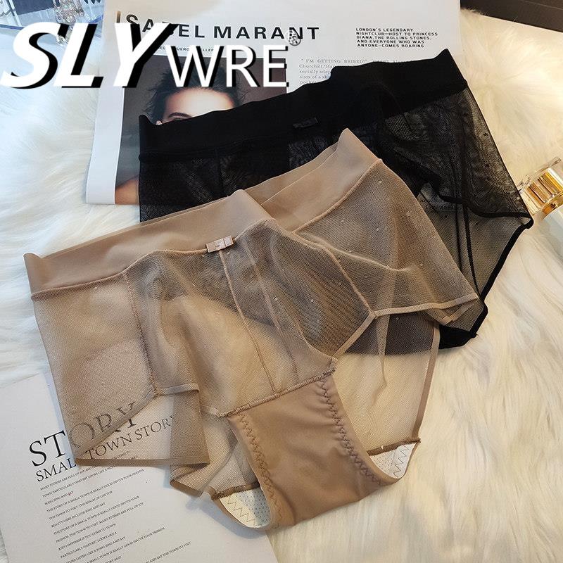 韩国SLY WRE蕾丝内裤女士性感透明超薄网纱诱惑中低腰无痕三角裤