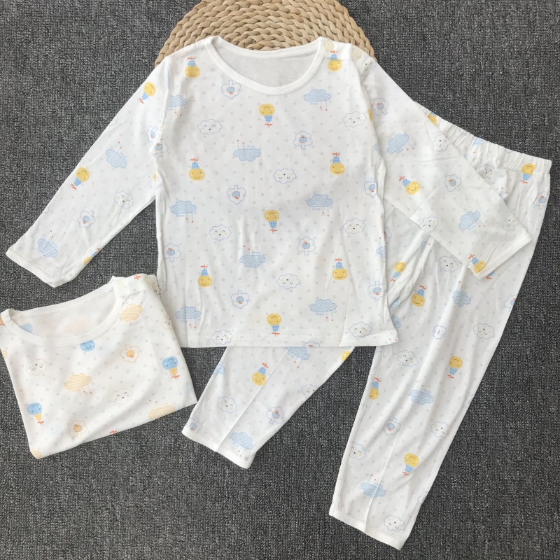 宝宝家居服婴儿内衣套装长袖空调衣竹纤维男女儿童薄款夏季睡衣裤