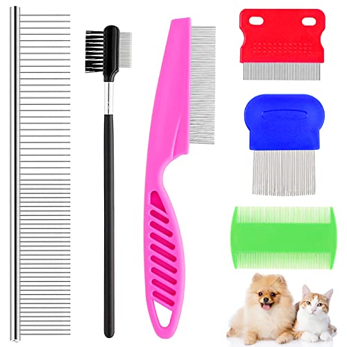 6 Pcs Pet Grooming Comb Kit for Small Dogs Cats Puppies  Sta