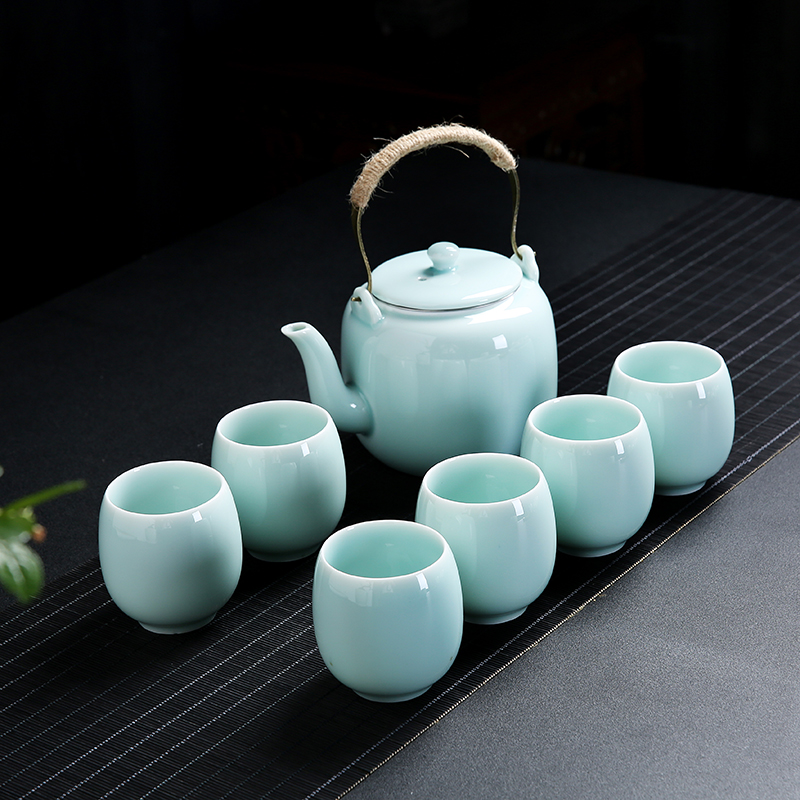 新偲逸大容量提梁壶茶具套装家用冷水茶壶中式功夫茶具一壶六八茶