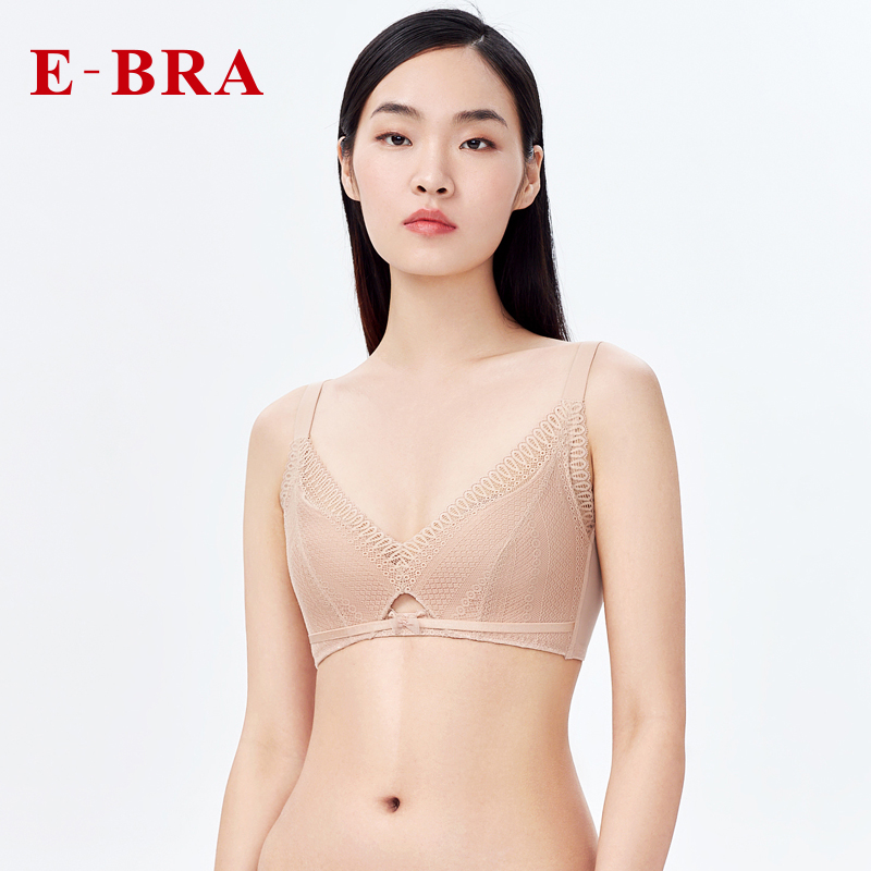 安莉芳旗下E-BRA大胸显小无钢圈文胸女轻薄款透气蕾丝内衣KB00131