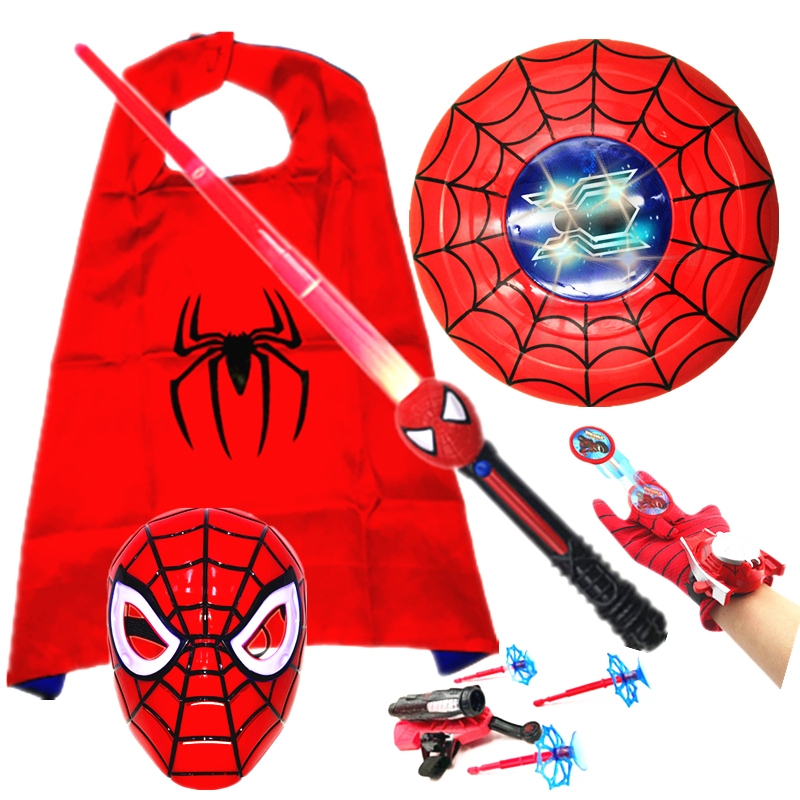 蜘蛛面具披风宝剑盾牌儿童男孩万圣节道具玩英雄装扮手套发射器夹