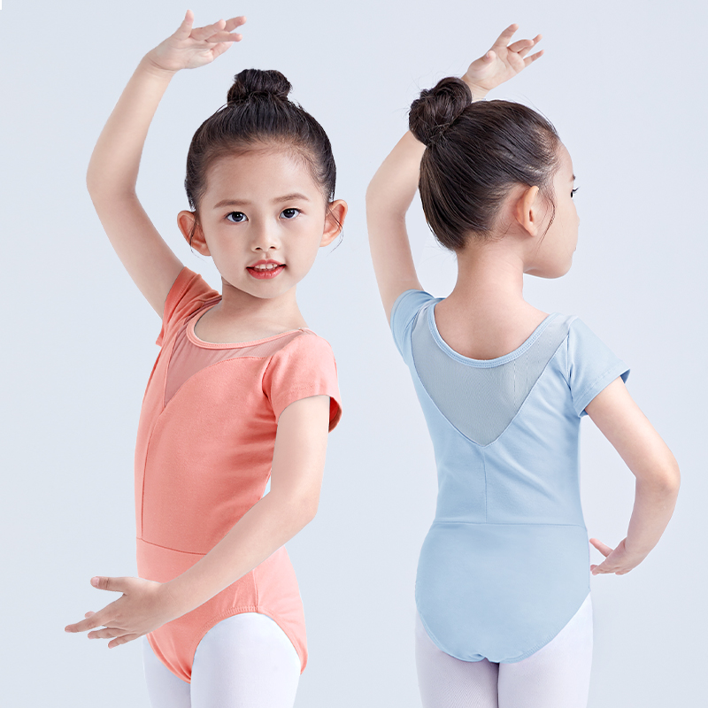 儿童舞蹈服女童夏季短袖体操幼儿形体芭蕾舞练功纱裙跳舞衣服套装