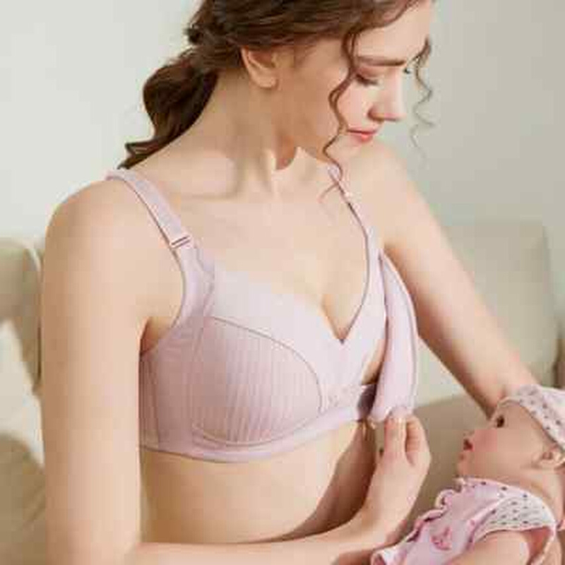 哺乳内衣前开扣纯棉母乳产后聚拢防下垂怀孕期喂奶专用孕妇内衣浦