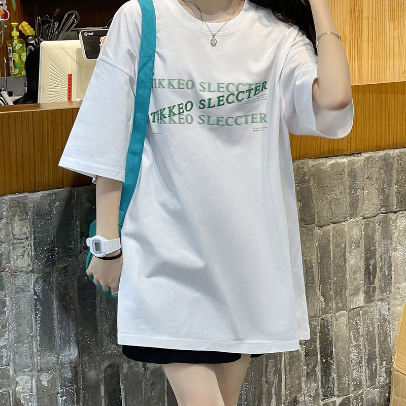 韩版新款上市圆领优质宽松大版中长款女装短袖T恤ins显瘦半袖体恤