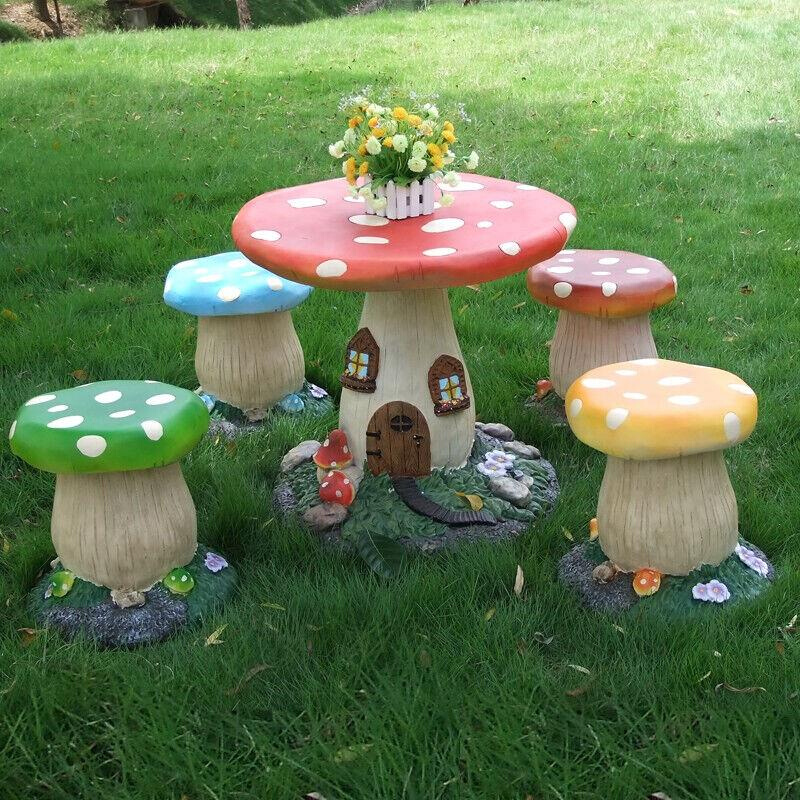 欧芳庭户外公园玻璃钢桌椅蘑菇树桩创意桌椅室外庭院花园桌椅石桌