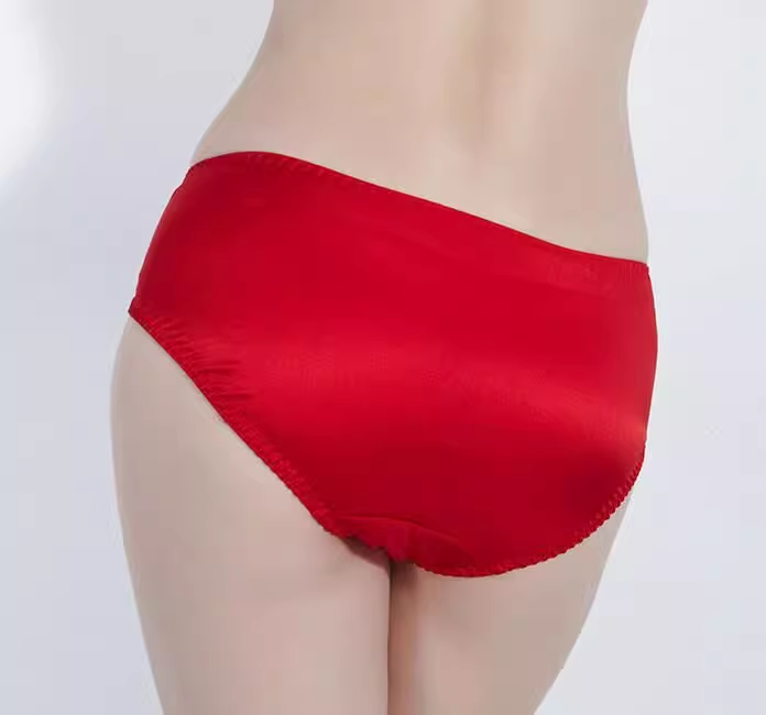 真丝内裤100%桑蚕丝女士三角裤中低腰抗菌透气纯色红色本命年短裤