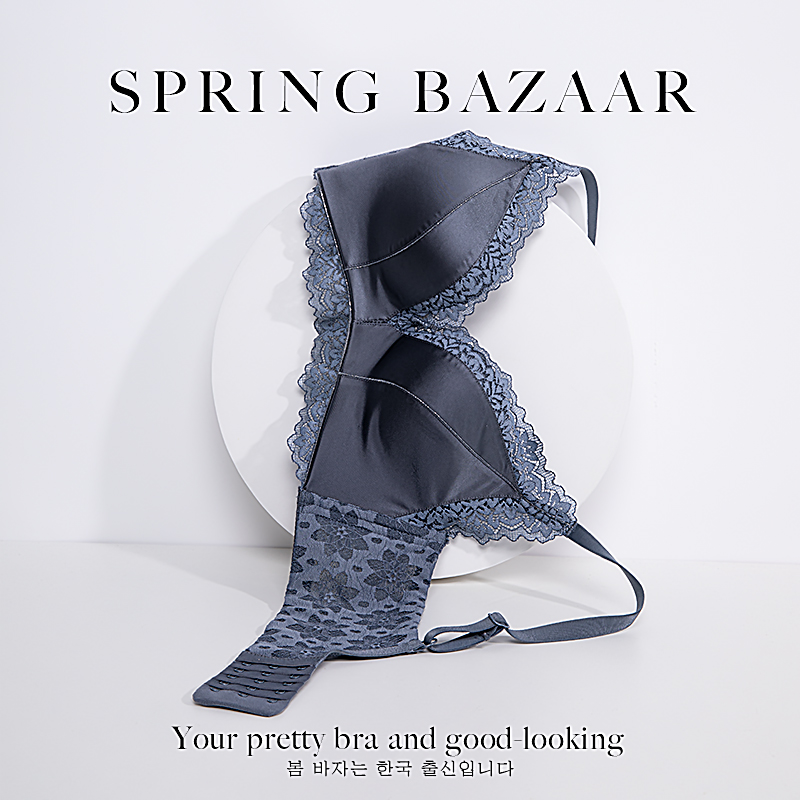 @Spring Bazaar~韩国原创内衣品牌~无痕小胸聚拢上托缎面加厚文胸
