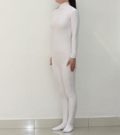 白色莱卡连体衣美体紧身衣高弹塑身衣舞台表演打底内衣修身保暖