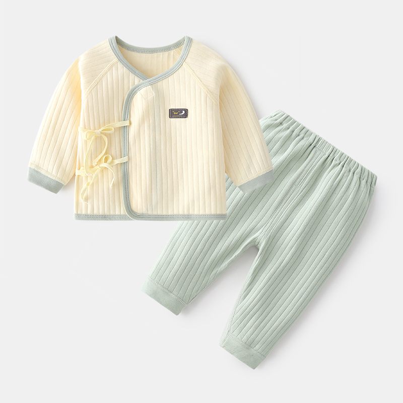 日本进口新生婴儿套装纯棉春秋款衣服两件套分体宝宝内衣和尚服